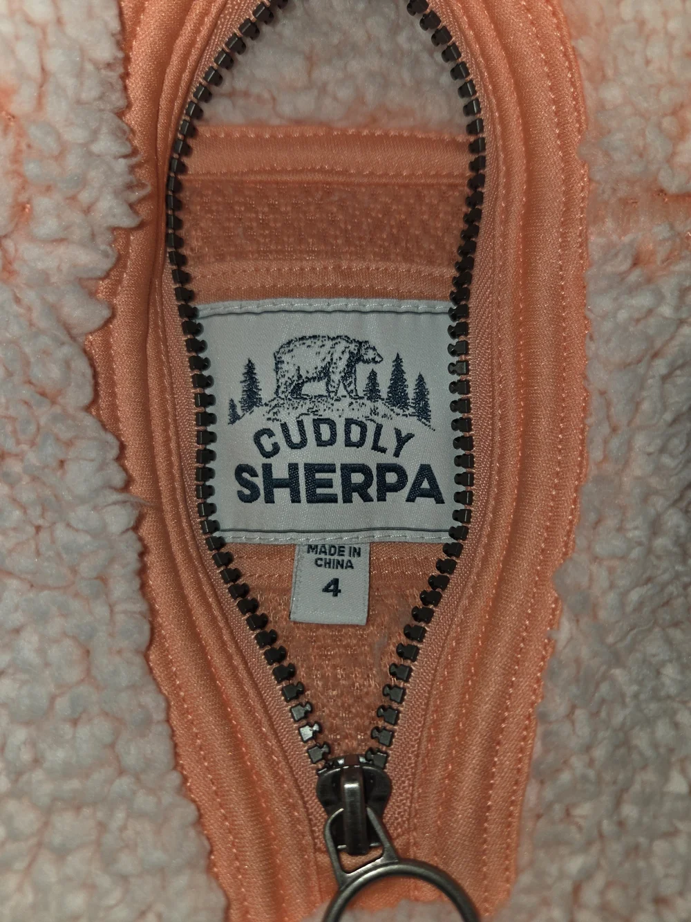 Sherpa Half-Zip Teddy Fleece Pullover in Peach